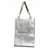 Sac A4 JusteenFRANCE, cuir gris argenté et nylon
